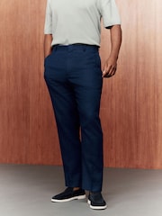 Azul - Calças de linho Slim Fit 100% - Imagem 3 de 10