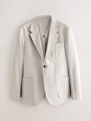 Neutral Slim Fit Seersucker Stripe Suit Jacket - Image 6 of 9