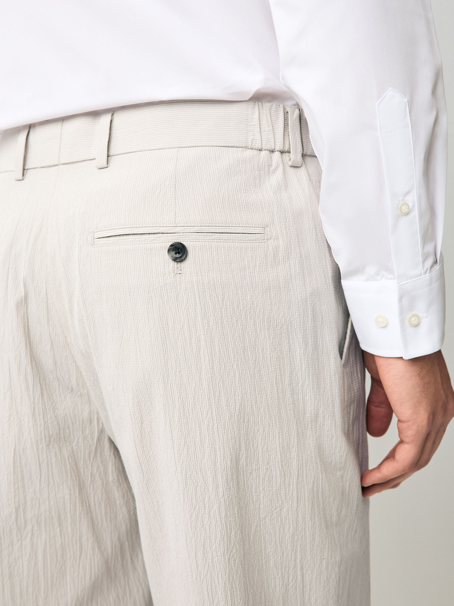 Buy Neutral Slim Fit Striped Seersucker Suit Trousers from Next USA