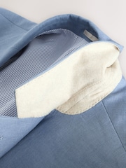 Light Blue Slim Fit Linen Suit Jacket - Image 7 of 8