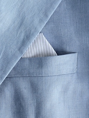 Light Blue Slim Fit Linen Suit Jacket - Image 8 of 8