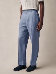 Light Blue Slim Fit 100% Linen Suit Trousers - Image 1 of 1