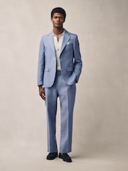 Azul claro - Calças de linho Slim Fit 100% - Imagem 2 de 7