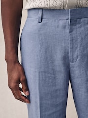 Azul claro - Calças de linho Slim Fit 100% - Imagem 4 de 7