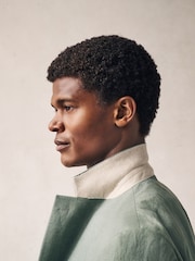 Green Slim Fit Linen Suit Jacket - Image 5 of 9
