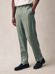Green Slim Fit 100% Linen Suit Trousers - Image 1 of 1