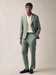 Verde - Calças de linho Slim Fit 100% - Imagem 2 de 8