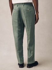 Verde - Calças de linho Slim Fit 100% - Imagem 3 de 8