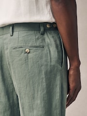 Verde - Calças de linho Slim Fit 100% - Imagem 4 de 8