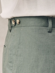 Verde - Calças de linho Slim Fit 100% - Imagem 5 de 8