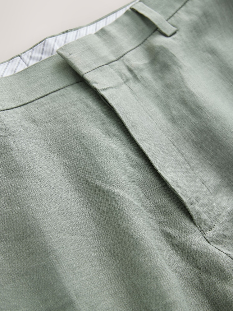 Verde - Calças de linho Slim Fit 100% - Imagem 8 de 8