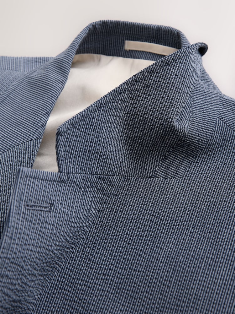 Marineblau - Slim Fit Seersucker Stripe Suit Jacket - Bild 9 von 9 Marineblau - Slim Fit Seersucker Stripe Suit Jacket - Bild 9 von 9