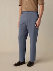 Marineblauw - Slim Fit Striped Seersucker Suit Trousers - Image 1 of 13