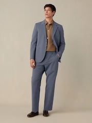 Marineblauw - Slim Fit Striped Seersucker Suit Trousers - Image 2 of 13