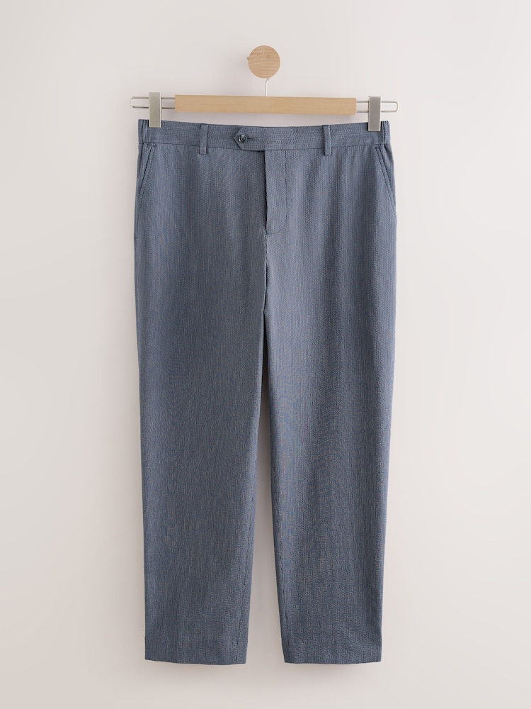 Marineblauw - Slim Fit Striped Seersucker Suit Trousers - Image 6 of 13