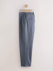 Marineblauw - Slim Fit Striped Seersucker Suit Trousers - Image 7 of 13