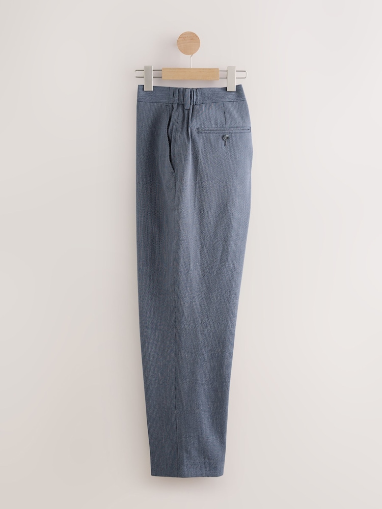 Marineblauw - Slim Fit Striped Seersucker Suit Trousers - Image 7 of 13