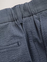 Marineblauw - Slim Fit Striped Seersucker Suit Trousers - Image 9 of 13