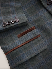 Green Slim Fit Trimmed Check Suit Jacket - Image 10 of 11