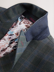 Green Slim Fit Trimmed Check Suit Jacket - Image 11 of 11