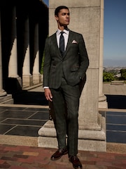 Green Slim Fit Trimmed Check Suit Jacket - Image 2 of 11