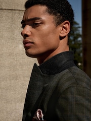 Green Slim Fit Trimmed Check Suit Jacket - Image 5 of 11