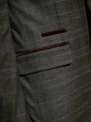Green Slim Fit Trimmed Check Suit Jacket - Image 7 of 11