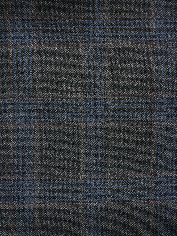 Green Slim Fit Trimmed Check Suit Jacket - Image 8 of 11