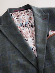 Green Slim Fit Trimmed Check Suit Jacket - Image 9 of 11