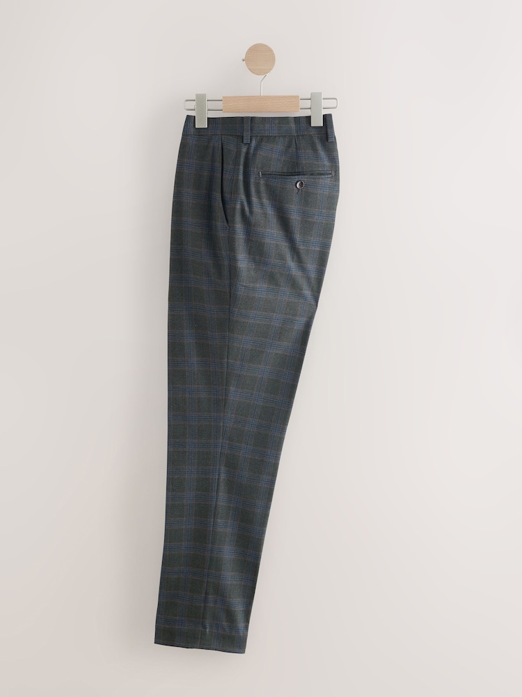 Green Slim Fit Trimmed Check Suit Trousers - Image 2 of 5 Green Slim Fit Trimmed Check Suit Trousers - Image 2 of 5