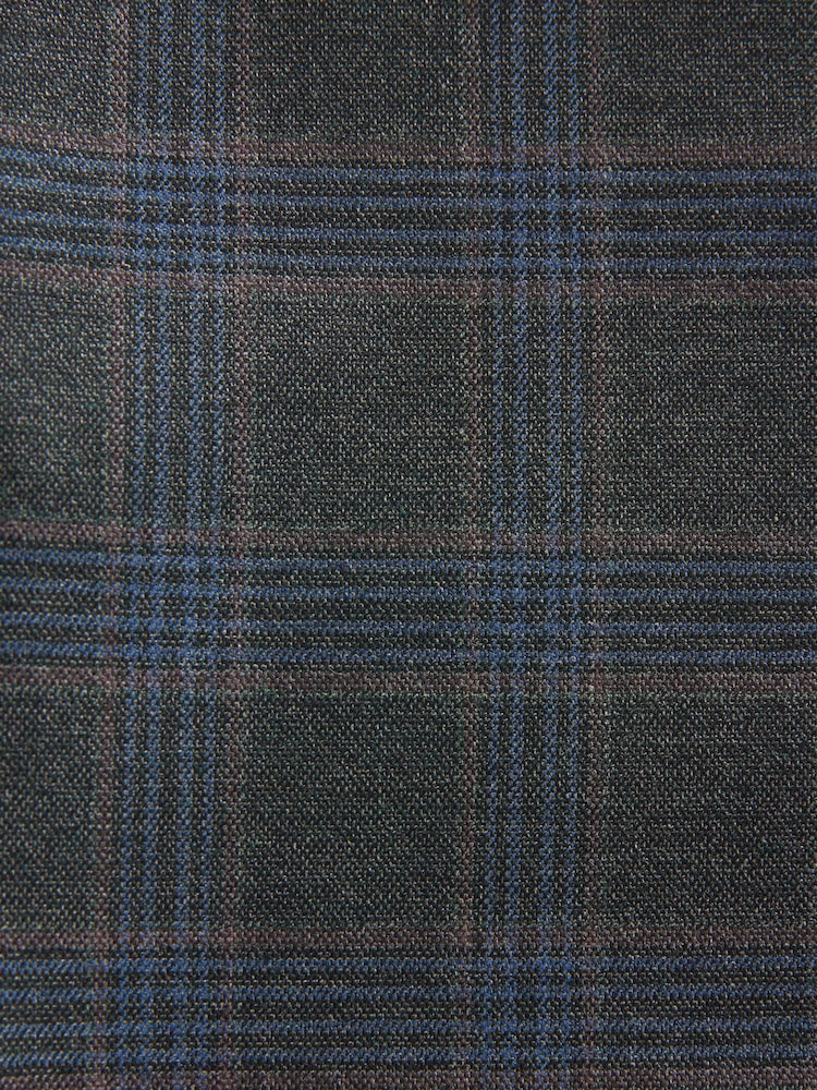 Green Slim Fit Trimmed Check Suit Trousers - Image 3 of 5