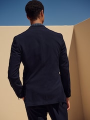 أزرق داكن - Slim Fit Seersucker Texture Suit Jacket - صورة 3 من 10