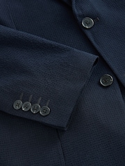 أزرق داكن - Slim Fit Seersucker Texture Suit Jacket - صورة 9 من 10