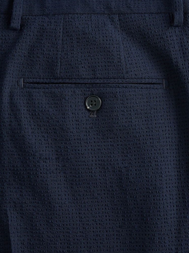 Темно-синий - Slim Fit Seersucker Texture Suit Trousers - Image 10 of 10