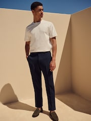 Темно-синий - Slim Fit Seersucker Texture Suit Trousers - Image 2 of 10