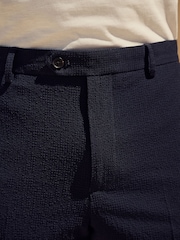Темно-синий - Slim Fit Seersucker Texture Suit Trousers - Image 5 of 10