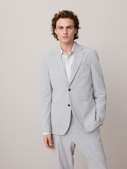 Light Grey Slim Fit Seersucker Texture Suit Jacket - Image 1 of 1