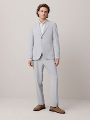 Light Grey Slim Fit Seersucker Texture Suit Jacket - Image 2 of 10