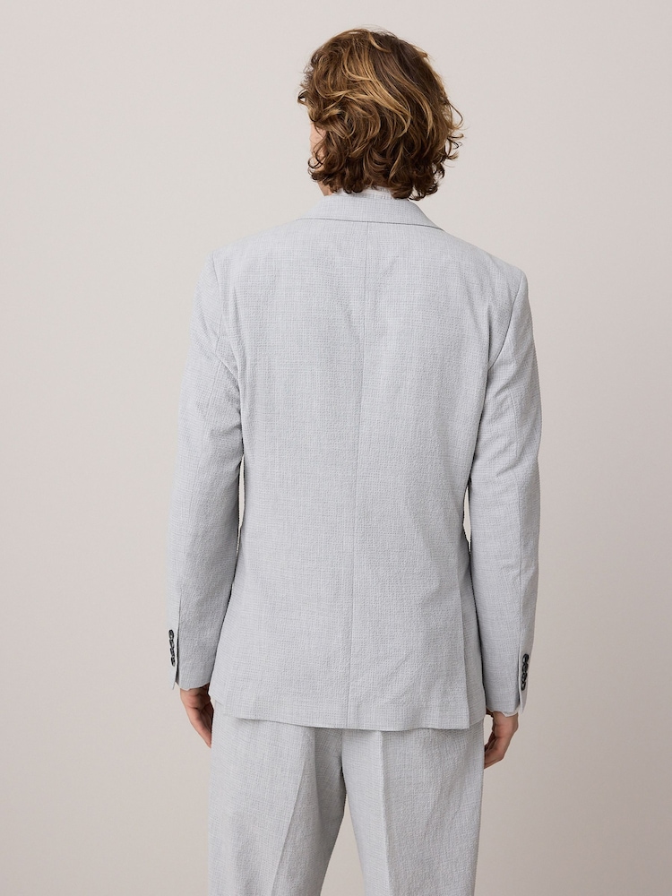 Hellgrau - Slim Fit Seersucker Texture Suit Jacket - Image 3 of 10