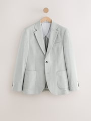 Light Grey Slim Fit Seersucker Texture Suit Jacket - Image 6 of 10