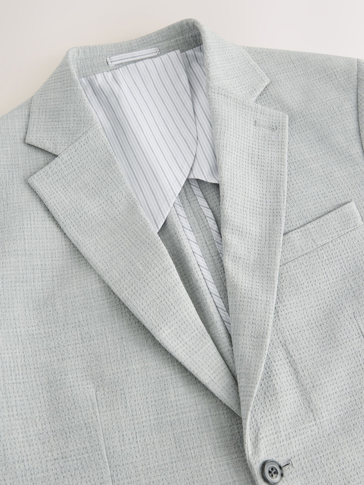 Hellgrau - Slim Fit Seersucker Texture Suit Jacket - Image 7 of 10