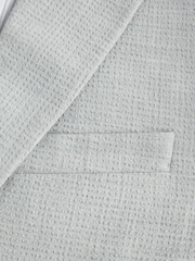 Light Grey Slim Fit Seersucker Texture Suit Jacket - Image 9 of 10