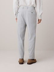 Light Grey Slim Fit Seersucker Texture Suit Trousers - Image 2 of 5