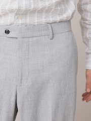 Light Grey Slim Fit Seersucker Texture Suit Trousers - Image 4 of 5