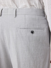 Light Grey Slim Fit Seersucker Texture Suit Trousers - Image 5 of 5