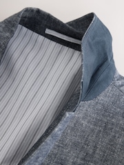 Blue Slim Fit Linen Blend Suit Jacket - Image 11 of 12