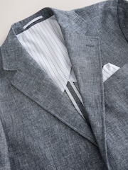 Blue Slim Fit Linen Blend Suit Jacket - Image 12 of 12