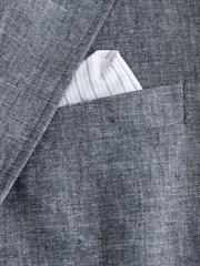 Blue Slim Fit Linen Blend Suit Jacket - Image 9 of 12