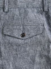 Blue Slim Fit Linen Blend Suit Trousers - Image 10 of 11