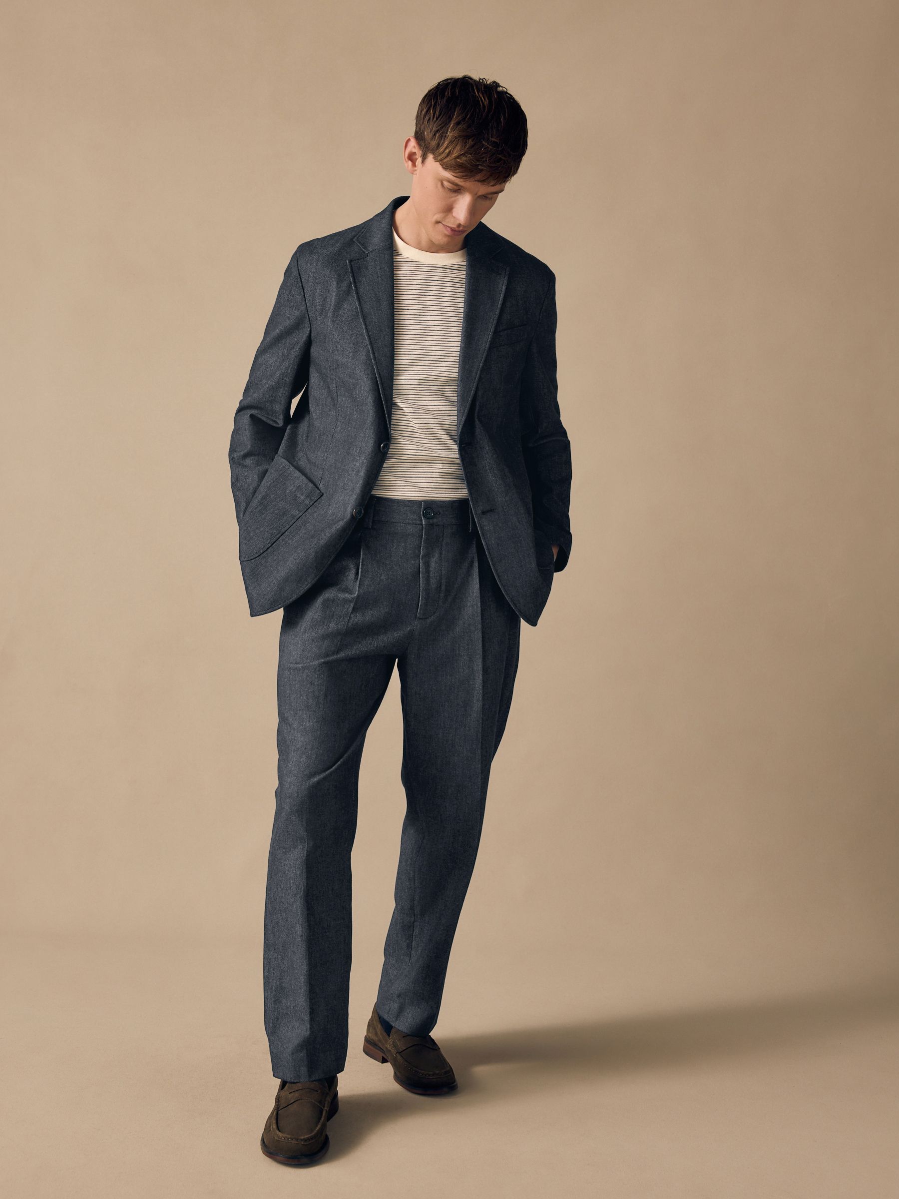 Buy Blue Relaxed Fit Denim Suit Trousers from Next USA